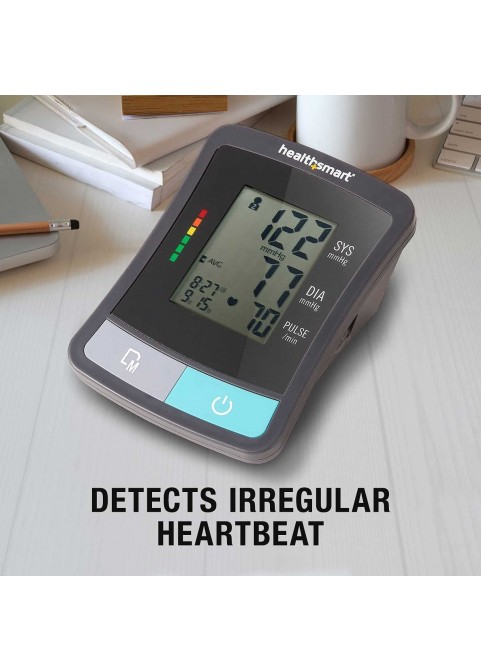 HealthSmart Digital Blood Pressure Monitor with Automatic Wrist Cuff that Displays Blood Pressure, Pulse Rate and Irregular Heartbeat, Stores up to 120 Readings for 2 Users, Black