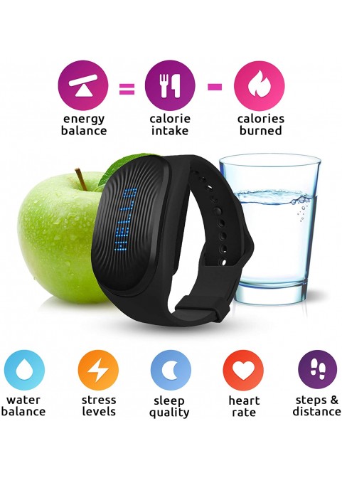 GoBe2 Weight Loss Fitness Band by Healbe. Monitors 8 Key Health parameters: Calorie Intake/Burn/Balance, Hydration, Stress, Sleep, Heart Rate, Activity and Step Pedometer