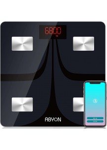 ABYON Bluetooth Smart Bathroom Scales for Body Weight Digital Body Fat Scale,Auto Monitor Body Weight,Fat,BMI,Water, BMR, Muscle Mass with Smartphone APP,Fitness Health Scale